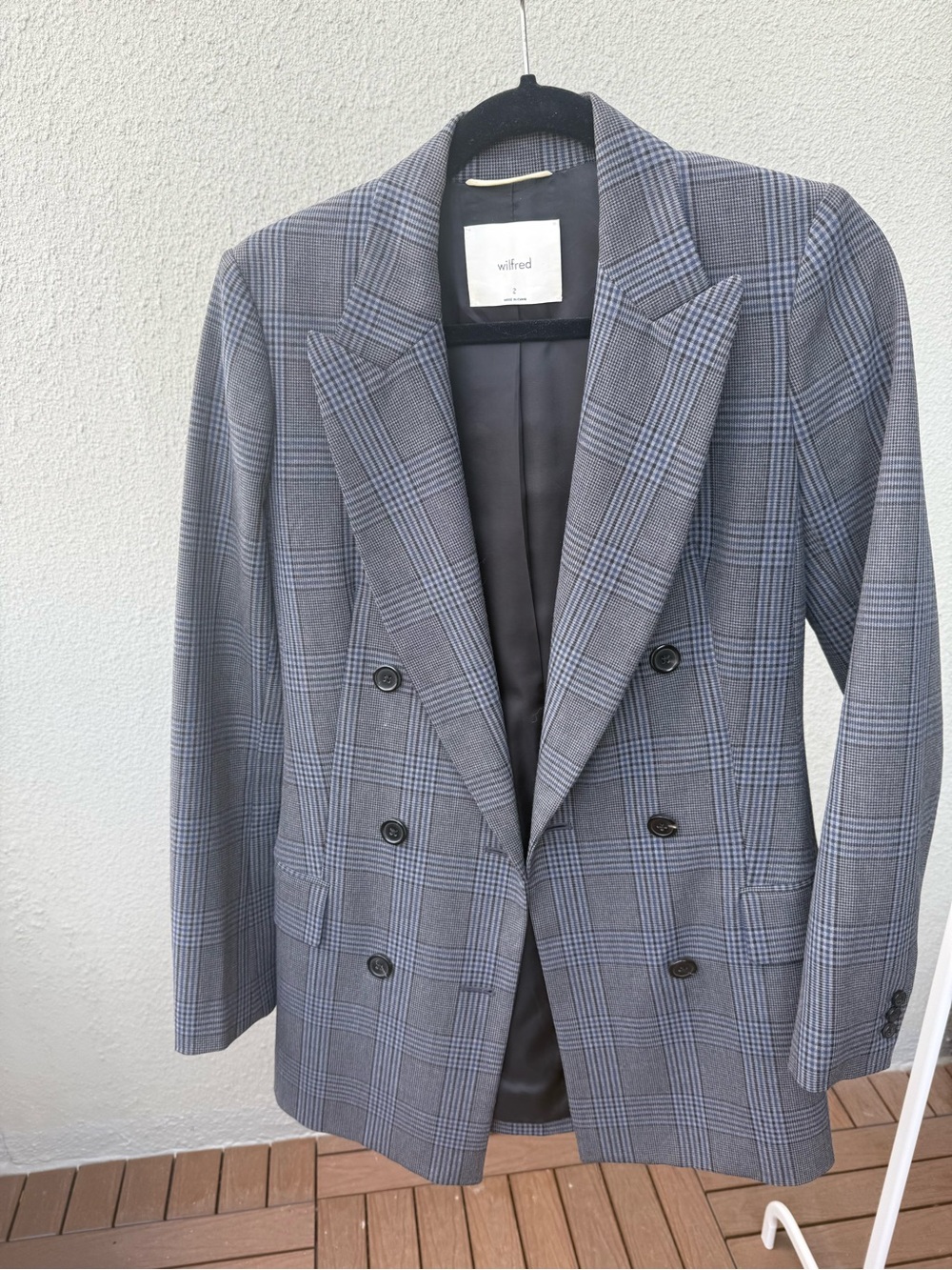 Wilfred ladies Gray Plaid Double-Breasted Blazer